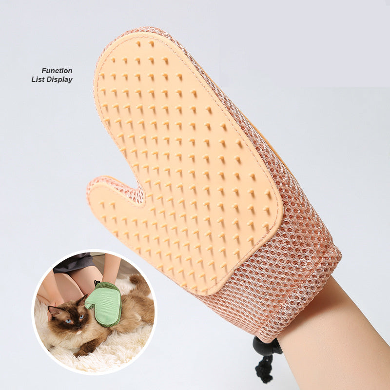 2-in-1 Floating Pet Grooming & Hair Removal Gloves – DE Shedding Comb Mitt for Dogs & Cats | Floating Hair Collector & Massage Glove