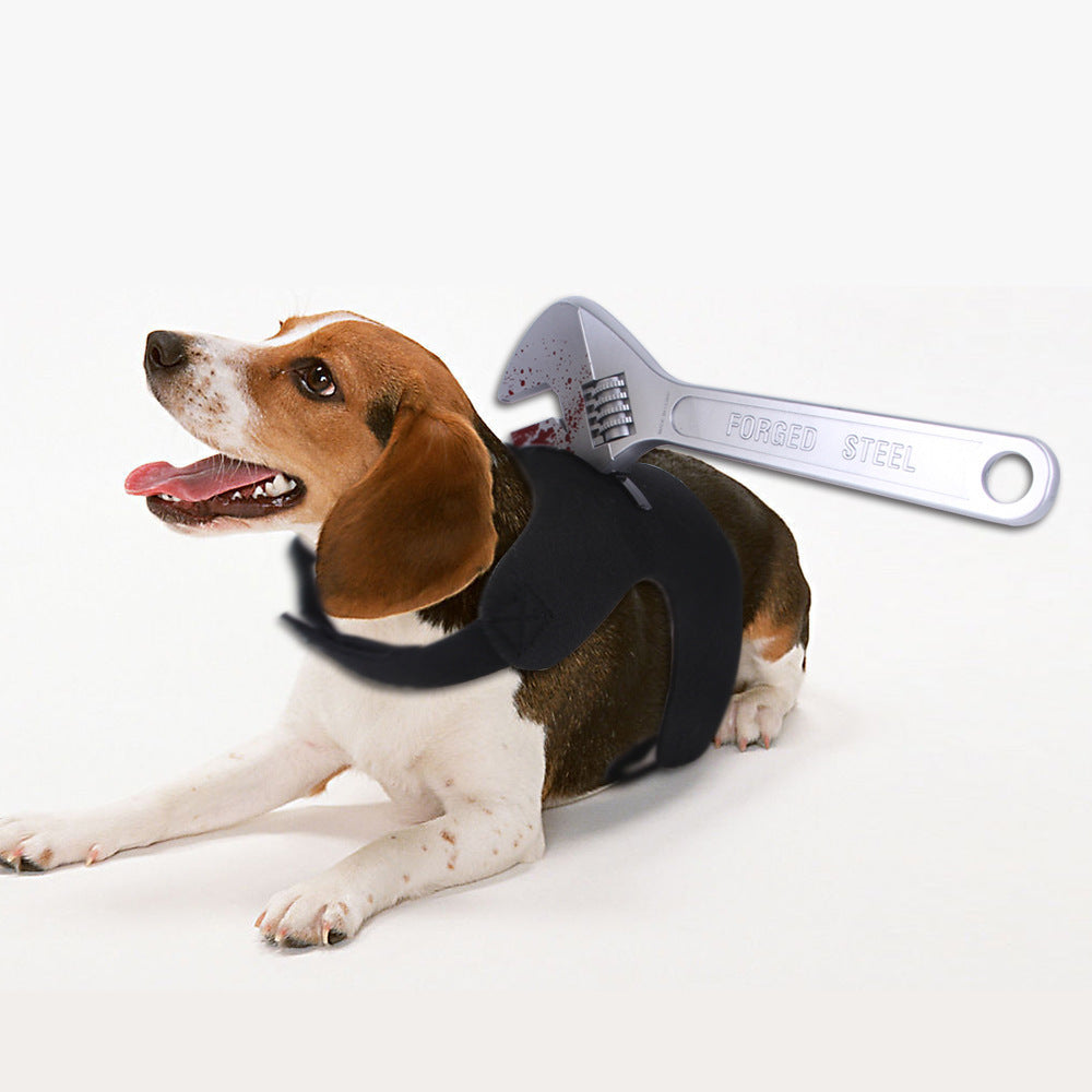 Halloween Funny Pet Clothes – Illusion Costume with Saw, Knife, Axe & More