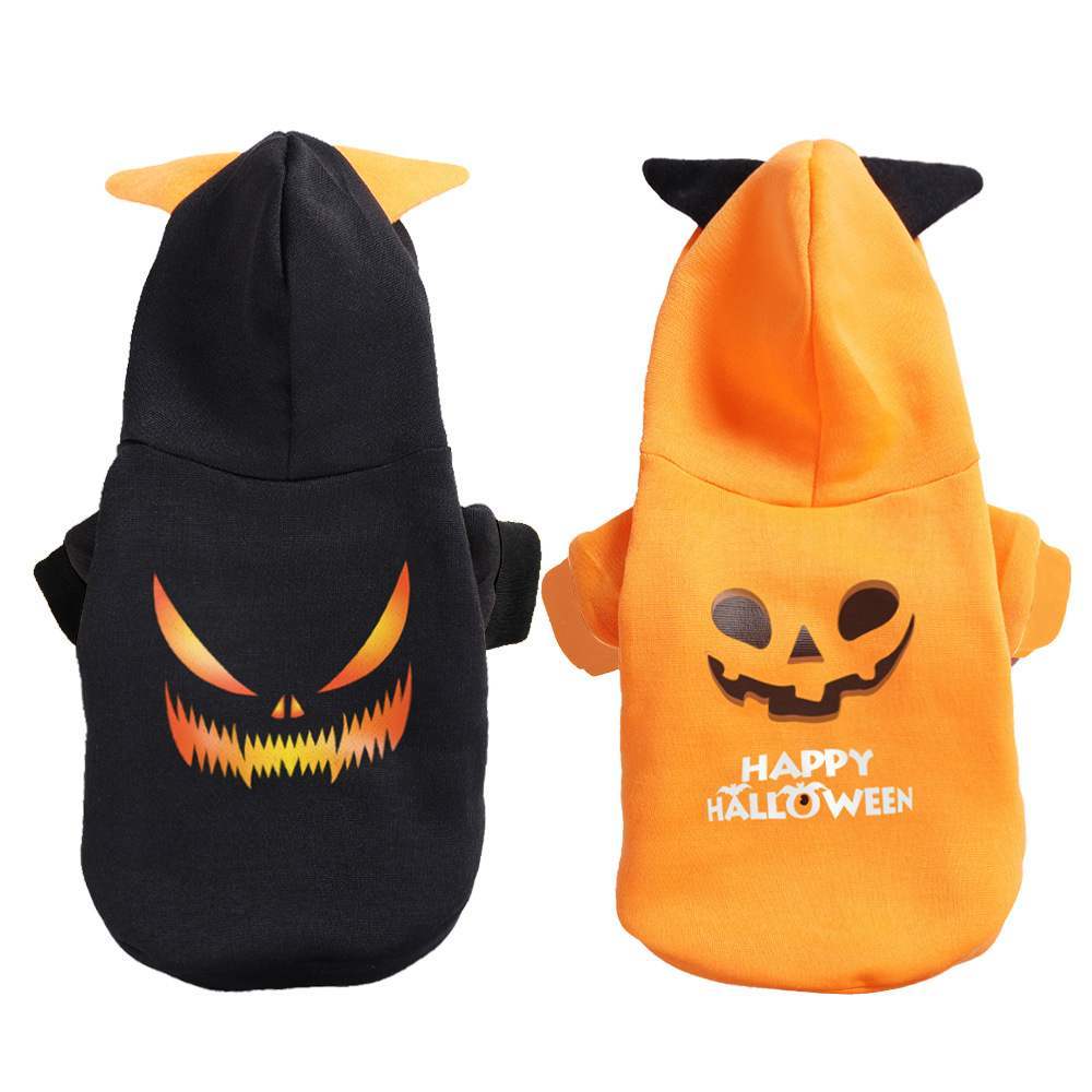 Halloween Pet Clothes – Cotton Dog & Cat Outfit with Flaming Eyes or Pumpkin Design