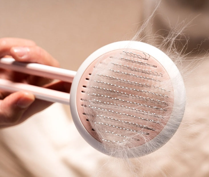 2-in-1 Automatic Massage & Self-Cleaning Grooming Brush for Dogs & Cats – Round Hair Removal Comb with One-Click Eject Button