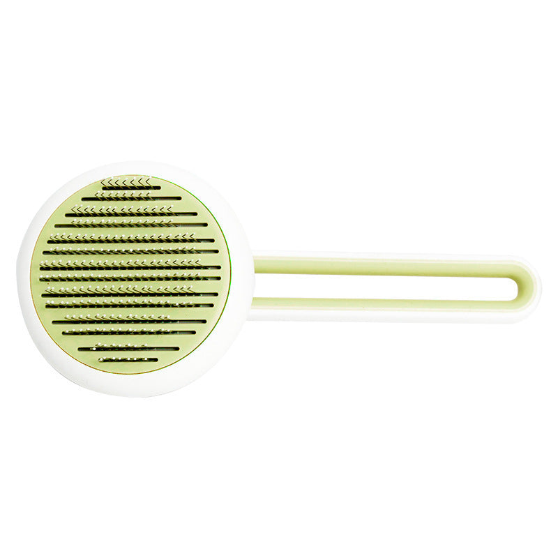 2-in-1 Automatic Massage & Self-Cleaning Grooming Brush for Dogs & Cats – Round Hair Removal Comb with One-Click Eject Button