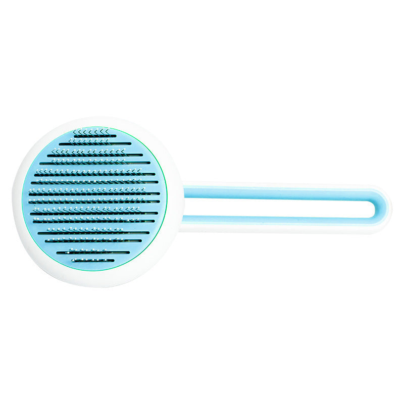 2-in-1 Automatic Massage & Self-Cleaning Grooming Brush for Dogs & Cats – Round Hair Removal Comb with One-Click Eject Button
