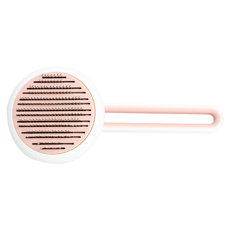 2-in-1 Automatic Massage & Self-Cleaning Grooming Brush for Dogs & Cats – Round Hair Removal Comb with One-Click Eject Button