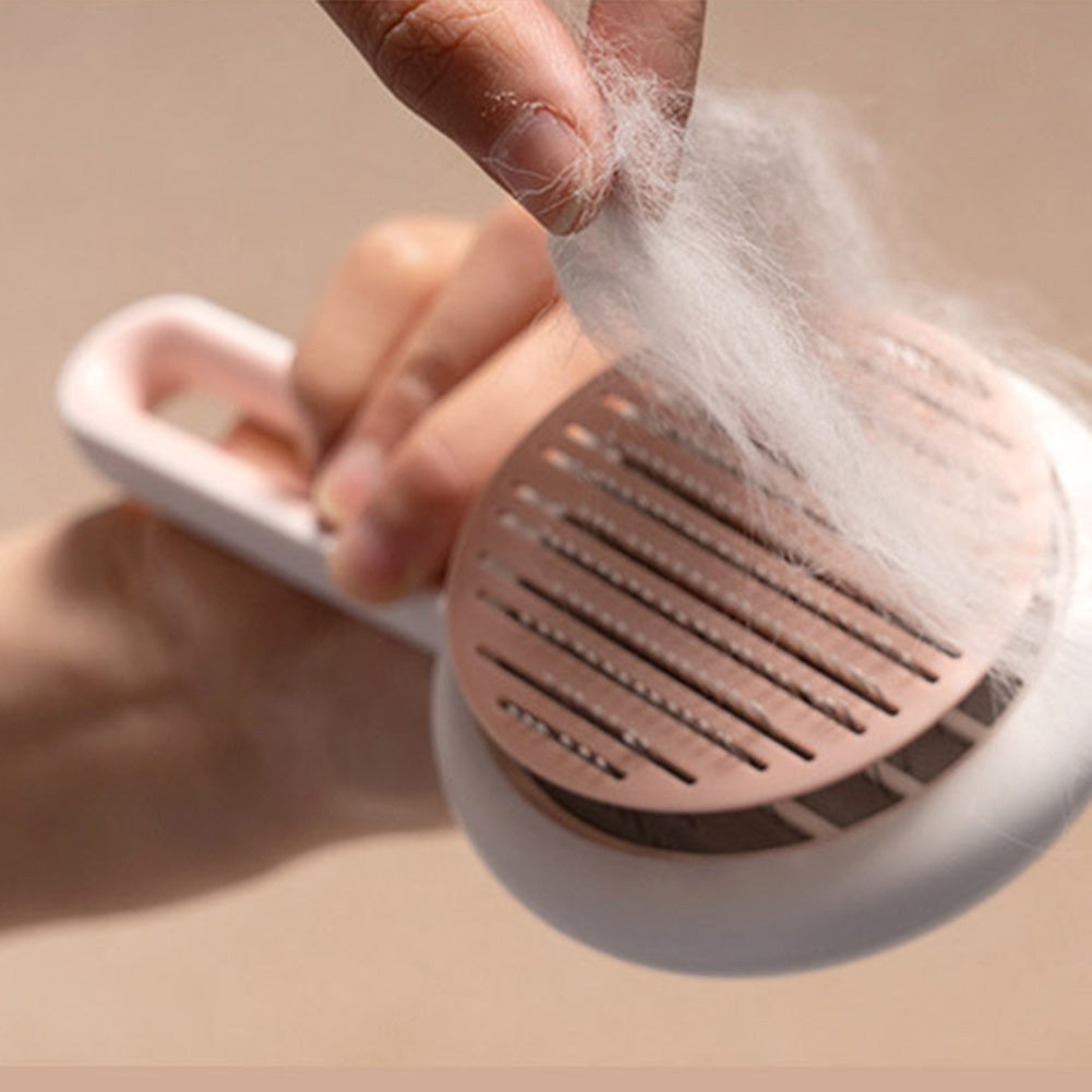 2-in-1 Automatic Massage & Self-Cleaning Grooming Brush for Dogs & Cats – Round Hair Removal Comb with One-Click Eject Button