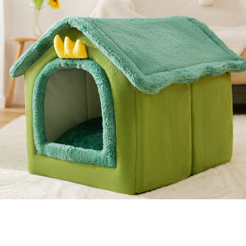 Foldable Pet House – Warm Dog & Cat Bed, Removable Nest, Enclosed Cave Sofa for Winter