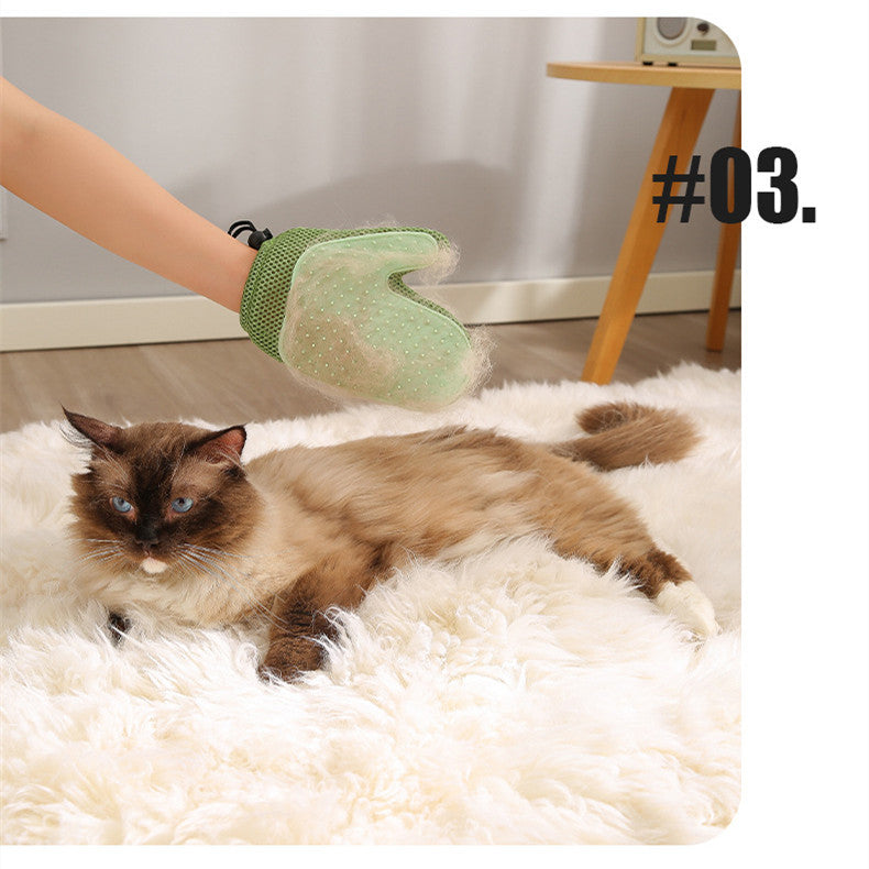 2-in-1 Floating Pet Grooming & Hair Removal Gloves – DE Shedding Comb Mitt for Dogs & Cats | Floating Hair Collector & Massage Glove