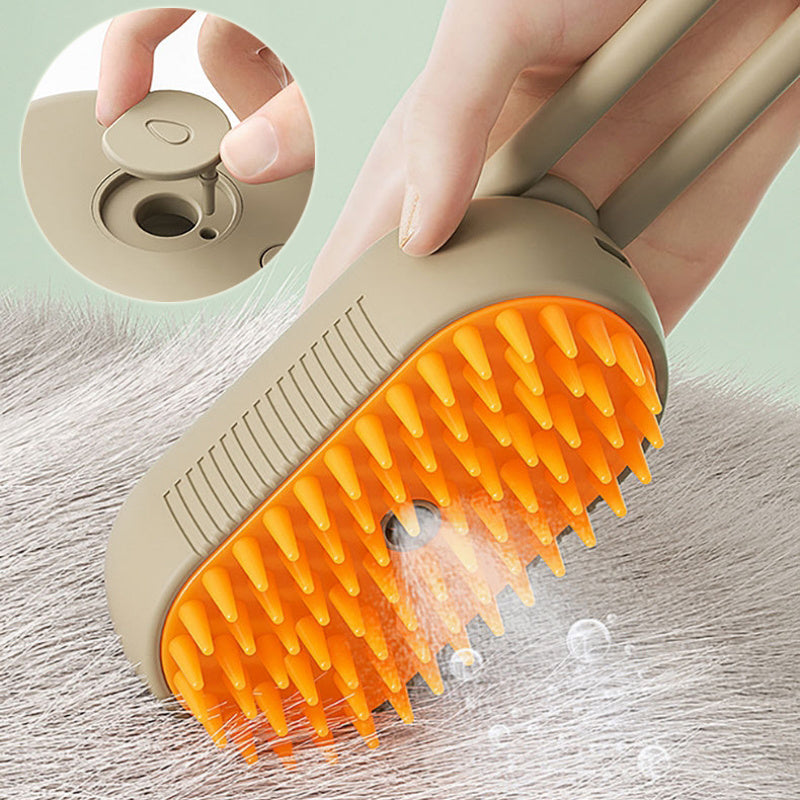 3-in-1 Steam Pet Grooming Brush – Electric Spray Cat & Dog Hair Remover & Massaging Deshedding Comb – Self-Cleaning Pet Grooming Tool
