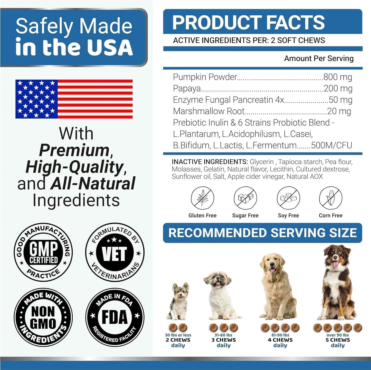 2-Pack Dog Probiotics – Digestive Enzyme Chews for Diarrhea & Gas