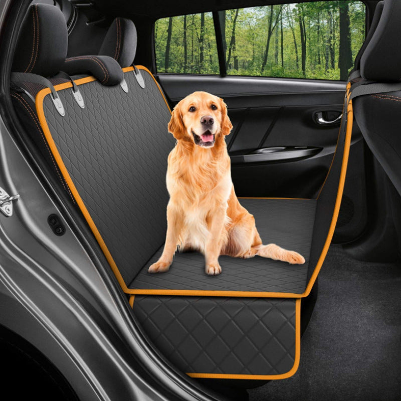 3-in-1 Waterproof Dog Car Hammock – Rear Seat Protector with Mesh Window, Zippered Pocket & Non-Slip Design