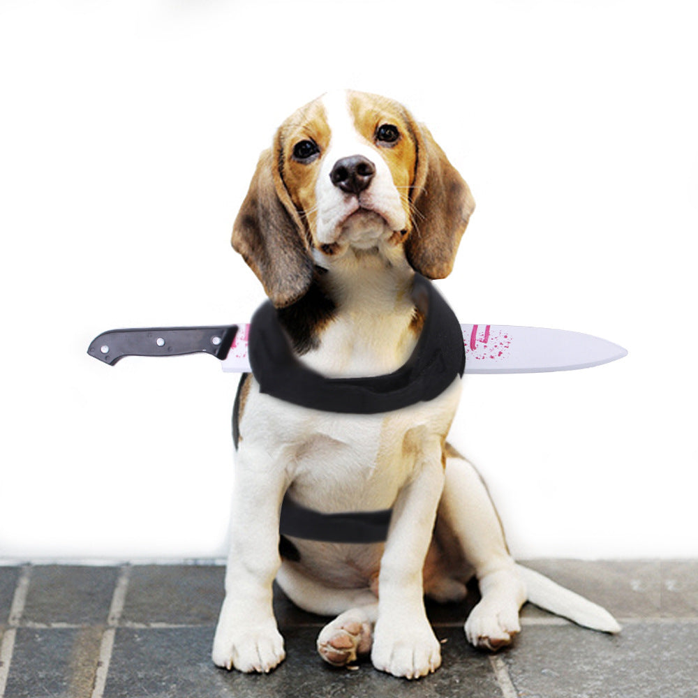Halloween Funny Pet Clothes – Illusion Costume with Saw, Knife, Axe & More