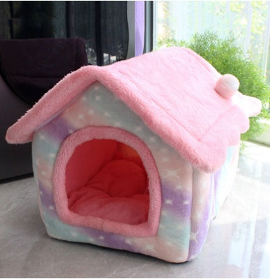 Foldable Pet House – Warm Dog & Cat Bed, Removable Nest, Enclosed Cave Sofa for Winter