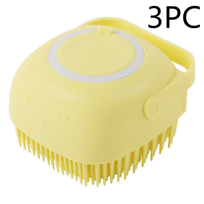 Silicone Pet Bath & Grooming Glove – Dog & Cat Massage Brush with Built-In Shampoo Dispenser