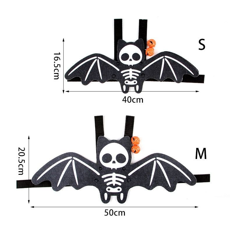 Halloween Pet Batwing Costume – Pumpkin & Ghost Bat Wings with Bell Options