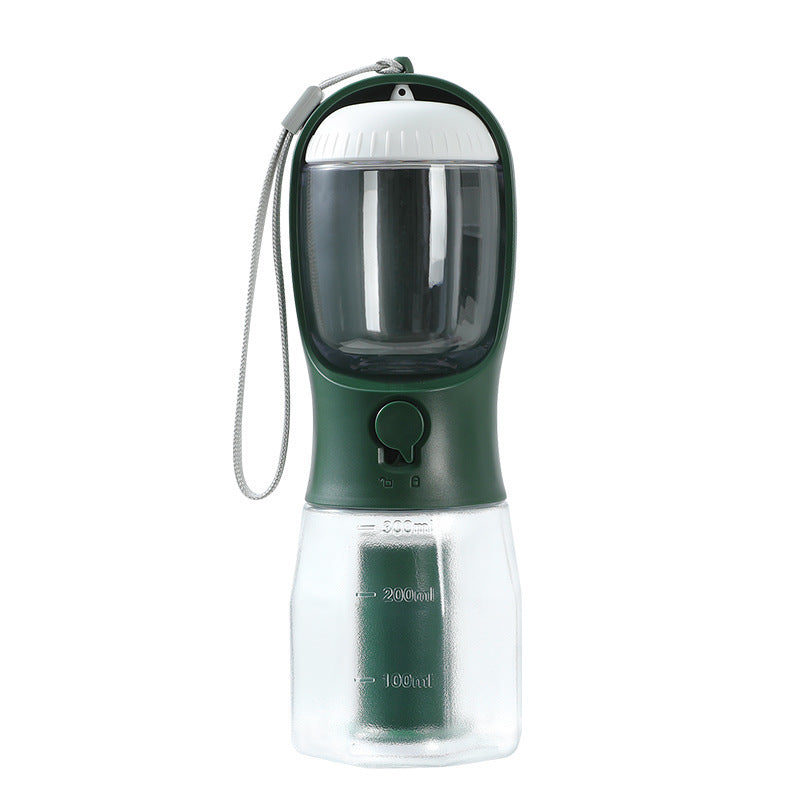 3-in-1 Portable Dog Water Bottle – Travel Pet Bowl with Food & Waste Bag Dispenser, Leak-Proof & Hands-Free