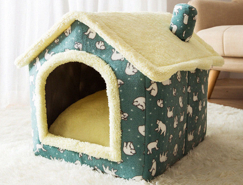 Foldable Pet House – Warm Dog & Cat Bed, Removable Nest, Enclosed Cave Sofa for Winter