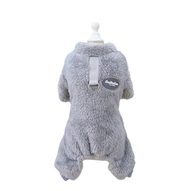Winter Dog Sweater – Tricolor Knit Four-Leg Outfit for Small & Medium Dogs