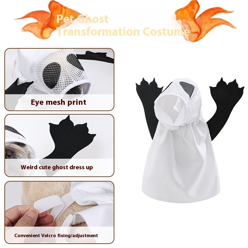 Pet Ghost Costume – Halloween Outfit for Dogs & Cats | Holiday Party Cosplay
