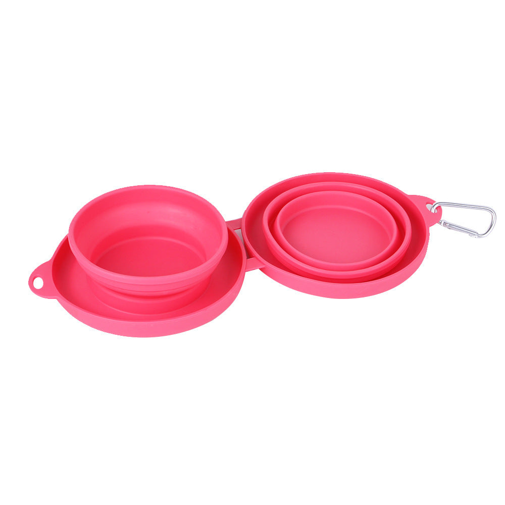 Collapsible Silicone Double Pet Bowl – Foldable Food & Water Feeder for Dogs & Cats | Portable, Non-Slip Travel Bowl