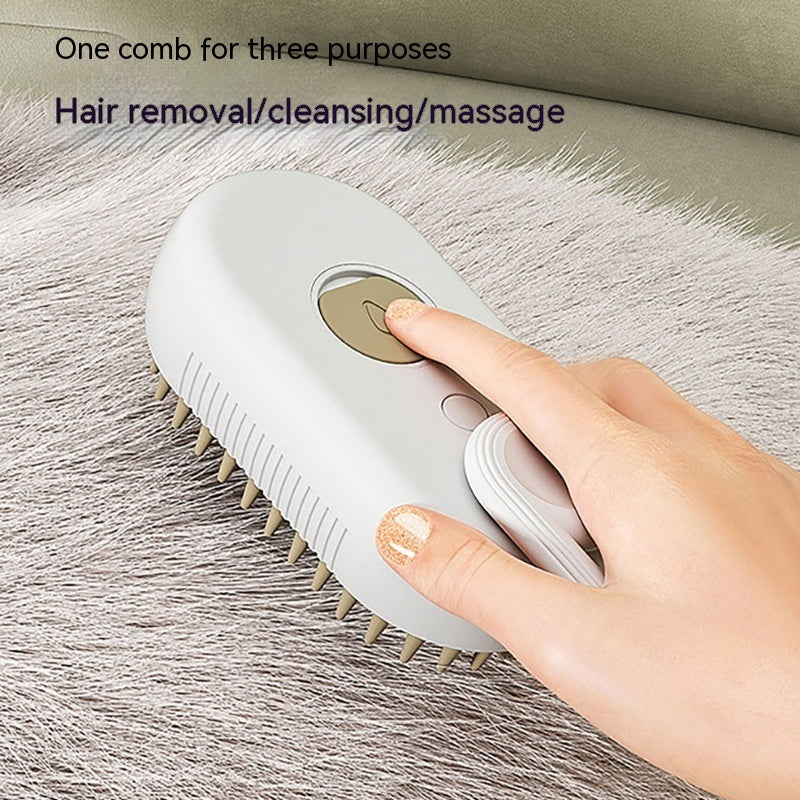 3-in-1 Steam Pet Grooming Brush – Electric Spray Cat & Dog Hair Remover & Massaging Deshedding Comb – Self-Cleaning Pet Grooming Tool