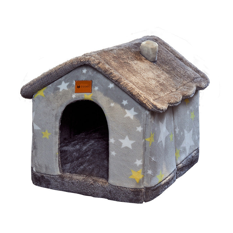 Foldable Pet House – Warm Dog & Cat Bed, Removable Nest, Enclosed Cave Sofa for Winter