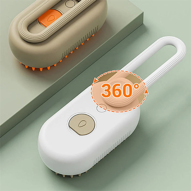 3-in-1 Steam Pet Grooming Brush – Electric Spray Cat & Dog Hair Remover & Massaging Deshedding Comb – Self-Cleaning Pet Grooming Tool