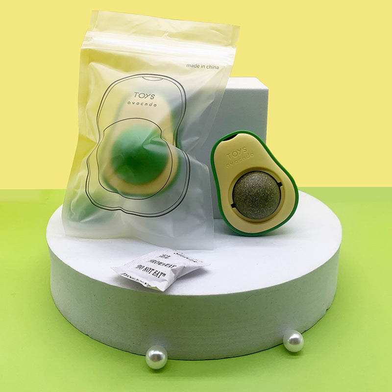 360° Rotating Avocado Catnip Mint Ball – Self-Healing Interactive Dental & Stress Relief Toy for Cats