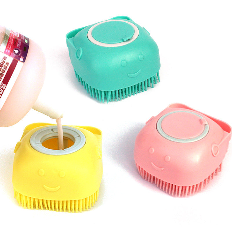 Silicone Pet Bath & Grooming Glove – Dog & Cat Massage Brush with Built-In Shampoo Dispenser