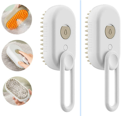 3-in-1 Steam Pet Grooming Brush – Electric Spray Cat & Dog Hair Remover & Massaging Deshedding Comb – Self-Cleaning Pet Grooming Tool