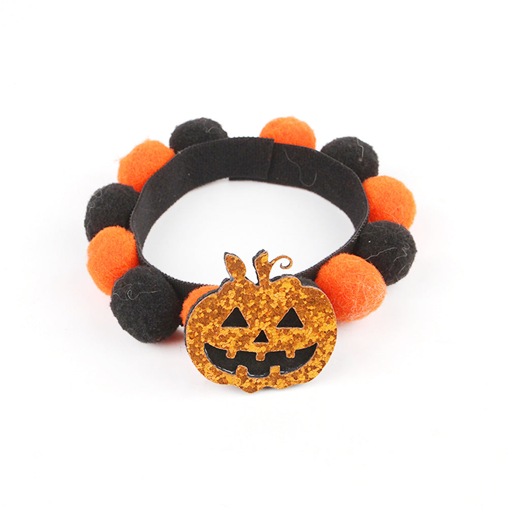 Pumpkin Pet Collar – Halloween Fur Ball Accessory for Cats & Dogs