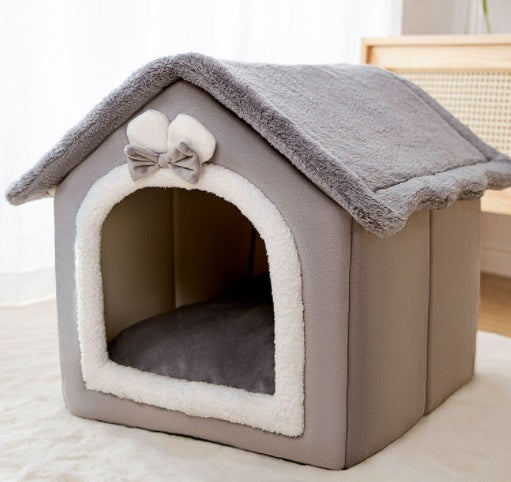 Foldable Pet House – Warm Dog & Cat Bed, Removable Nest, Enclosed Cave Sofa for Winter