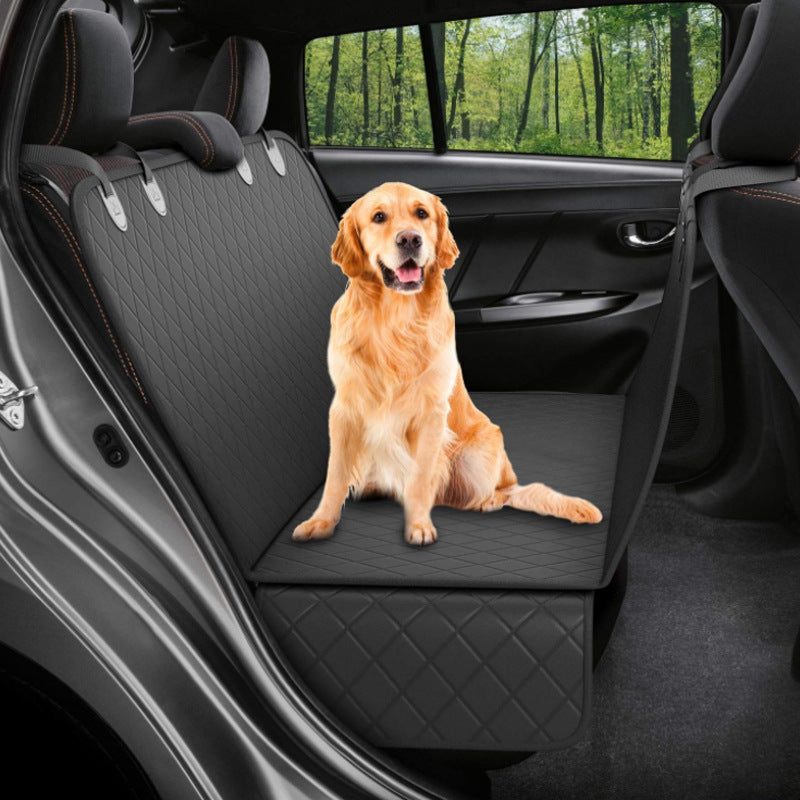 3-in-1 Waterproof Dog Car Hammock – Rear Seat Protector with Mesh Window, Zippered Pocket & Non-Slip Design