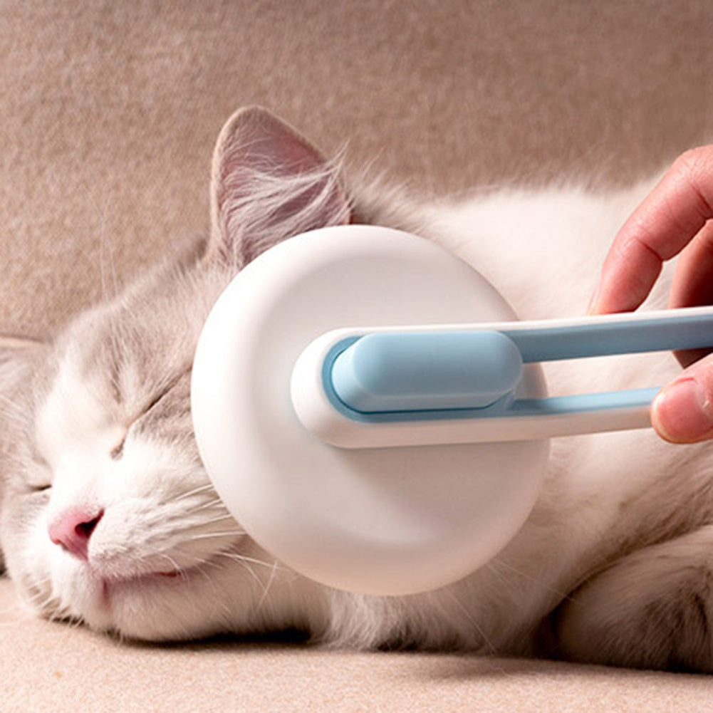 2-in-1 Automatic Massage & Self-Cleaning Grooming Brush for Dogs & Cats – Round Hair Removal Comb with One-Click Eject Button