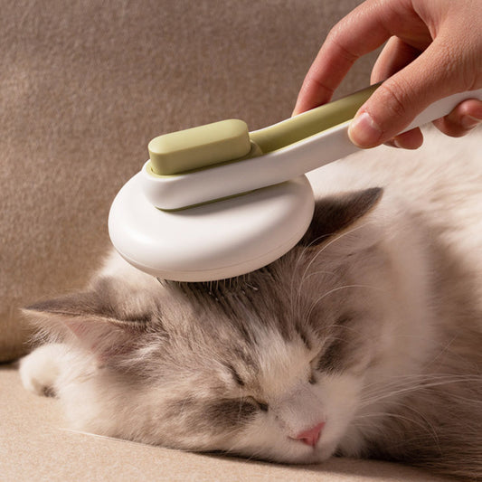 2-in-1 Automatic Massage & Self-Cleaning Grooming Brush for Dogs & Cats – Round Hair Removal Comb with One-Click Eject Button