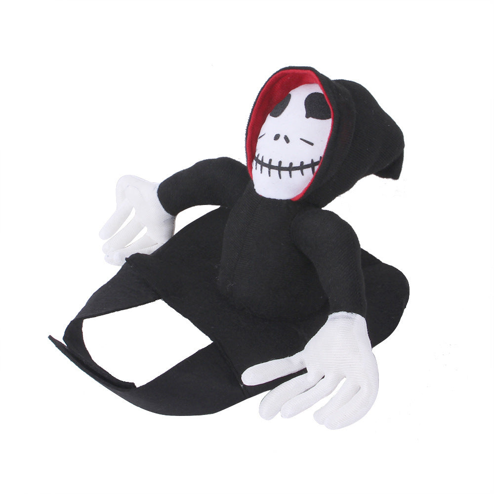 Funny Halloween Pet Rider Costume – Skeleton Hoodie Character Riding Dog Outfit