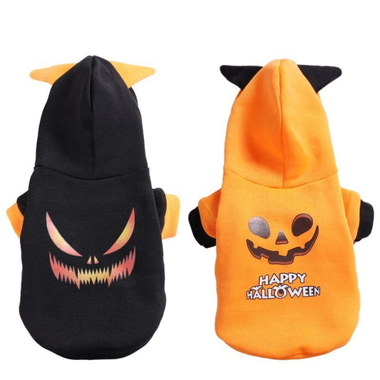 Halloween Pet Clothes – Cotton Dog & Cat Outfit with Flaming Eyes or Pumpkin Design
