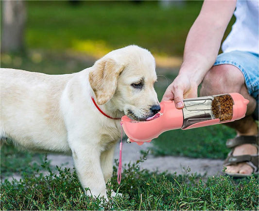 3-in-1 Dog Water Bottle with Feeder Bowl & Waste Bag Holder – Portable Pet Travel Water Dispenser for Dogs & Cats