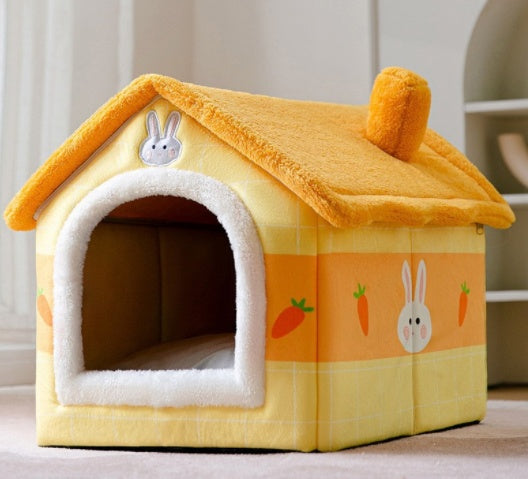 Foldable Pet House – Warm Dog & Cat Bed, Removable Nest, Enclosed Cave Sofa for Winter
