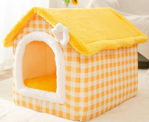 Foldable Pet House – Warm Dog & Cat Bed, Removable Nest, Enclosed Cave Sofa for Winter
