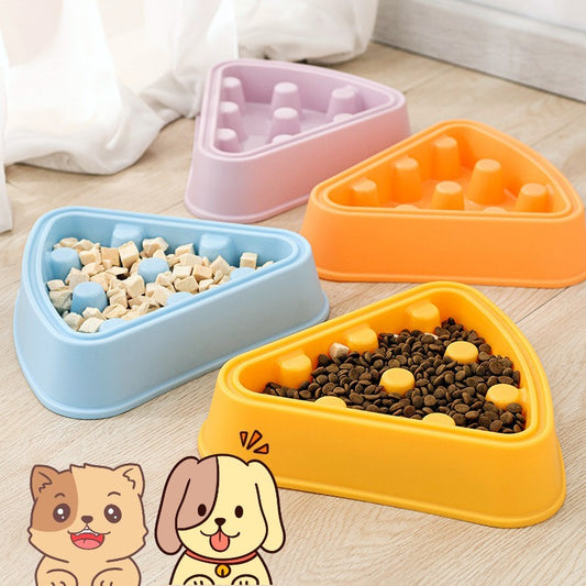 Pizza Slice Slow Feeder Bowl for Cats & Dogs – Non-Toxic Cartoon Design to Prevent Choking, Promote Healthy Eating