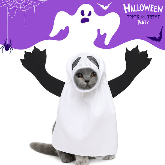 Pet Ghost Costume – Halloween Outfit for Dogs & Cats | Holiday Party Cosplay