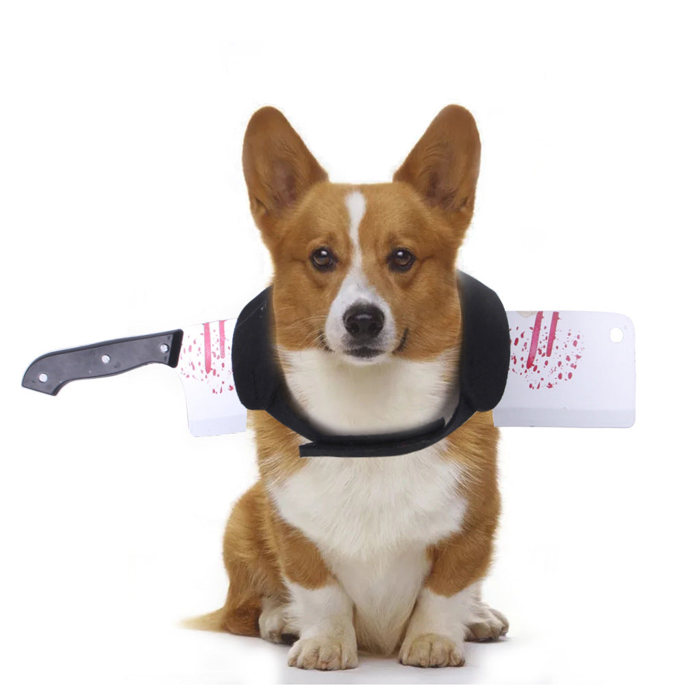 Halloween Funny Pet Clothes – Illusion Costume with Saw, Knife, Axe & More