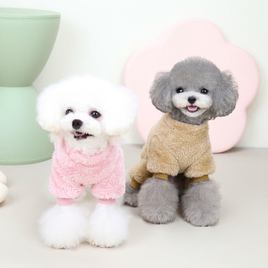 Winter Dog Sweater – Tricolor Knit Four-Leg Outfit for Small & Medium Dogs