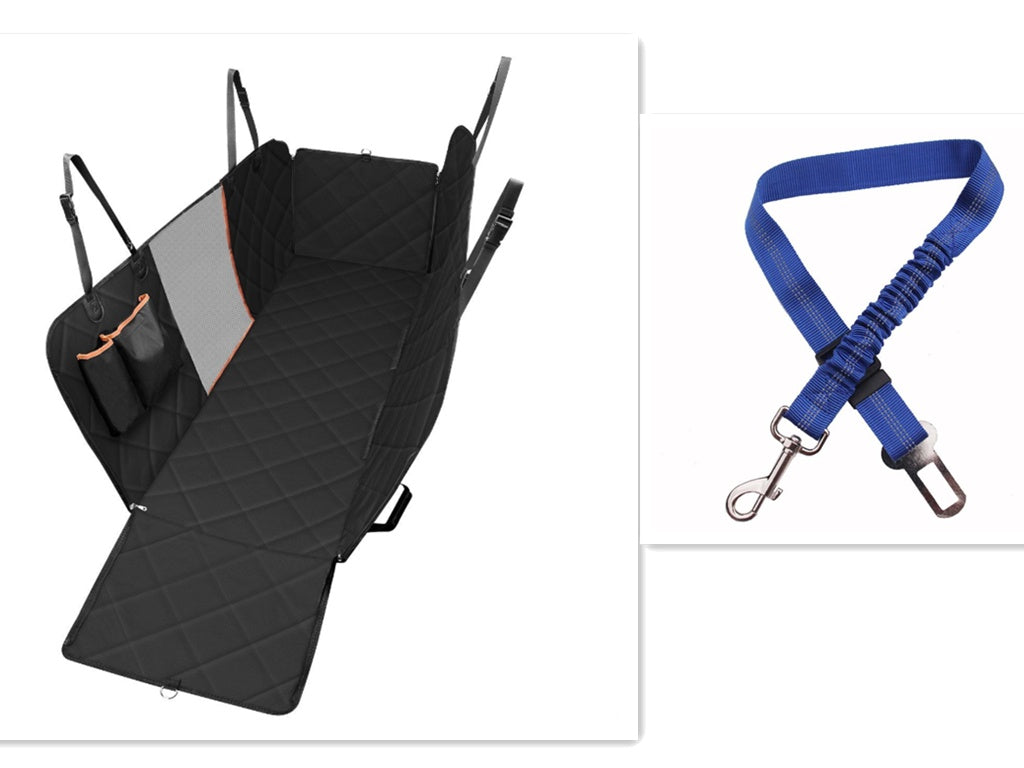 3-in-1 Waterproof Dog Car Hammock – Rear Seat Protector with Mesh Window, Zippered Pocket & Non-Slip Design