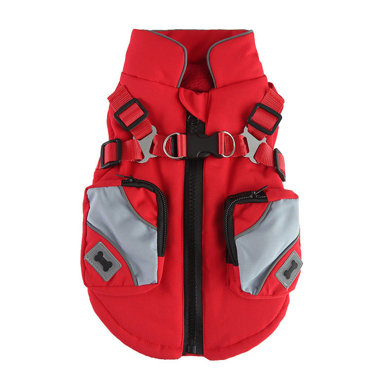 Zippered Cotton Winter Jacket for Dogs & Cats – Soft, Warm Pet Coat with Harness Compatibility