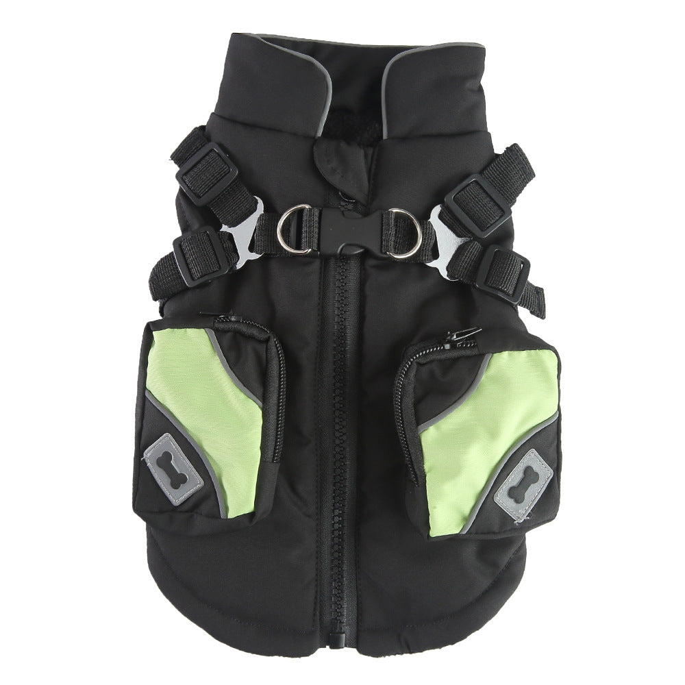 Zippered Cotton Winter Jacket for Dogs & Cats – Soft, Warm Pet Coat with Harness Compatibility
