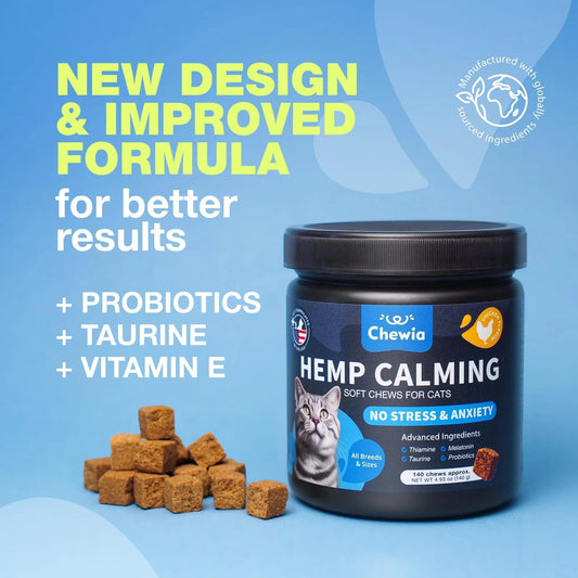 Cat Calming Treats – Hemp & Melatonin Soft Chews with Probiotics