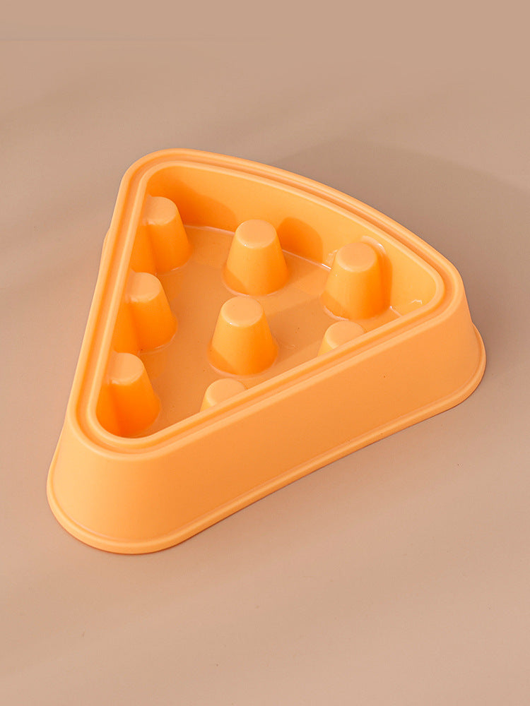 Pizza Slice Slow Feeder Bowl for Cats & Dogs – Non-Toxic Cartoon Design to Prevent Choking, Promote Healthy Eating