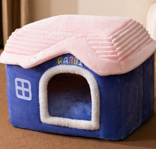 Foldable Pet House – Warm Dog & Cat Bed, Removable Nest, Enclosed Cave Sofa for Winter