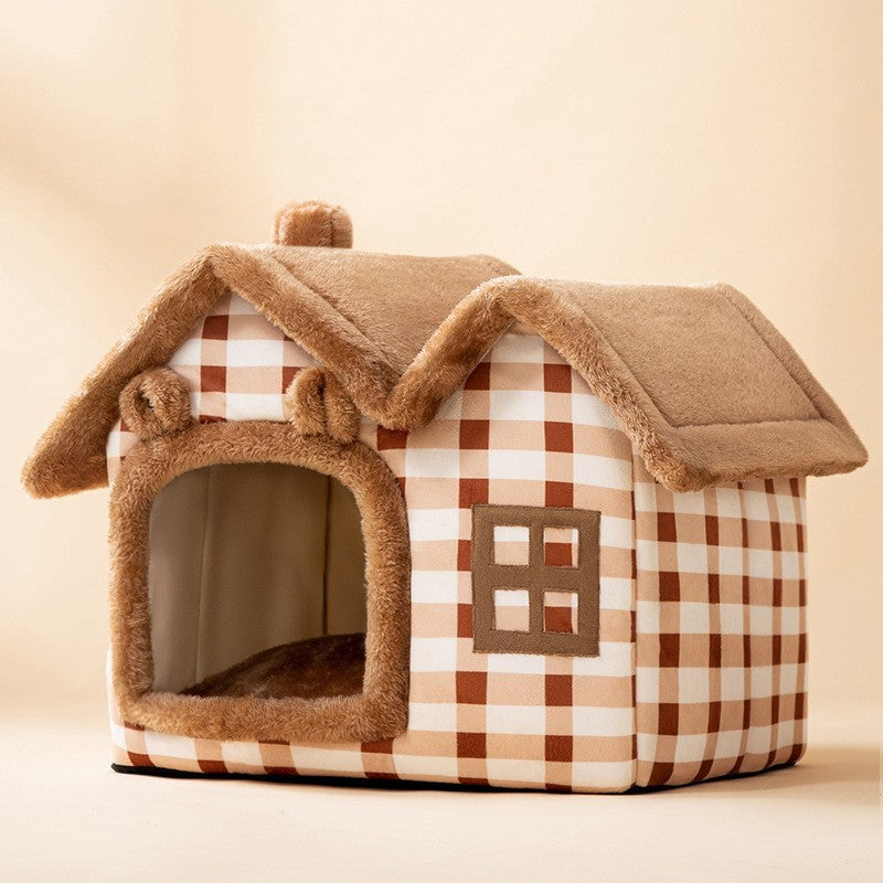 Foldable Pet House – Warm Dog & Cat Bed, Removable Nest, Enclosed Cave Sofa for Winter