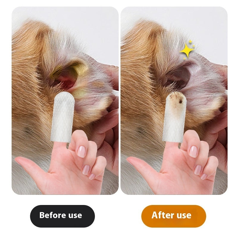 Disposable Pet Cleaning Wipes – Teeth & Ear Care Fingertip Pads for Dogs & Cats